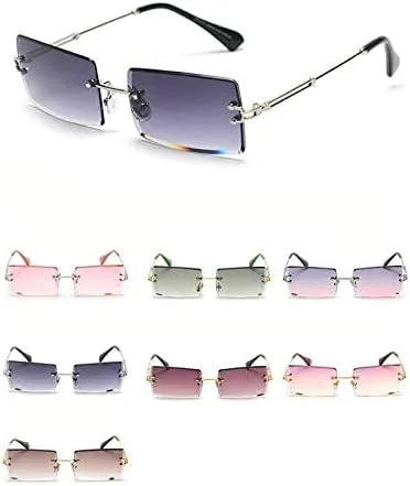 Miniatura 6 de MINCL - Gafas de sol rectangulares pequeñas para mujer ultraligeras color caramelo sin marco