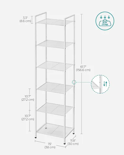 Miniatura 3 de SONGMICS Estante de almacenamiento de 4 niveles, estante de baño, soporte extensible para plantas con estante ajustable, para baño, sala de estar
