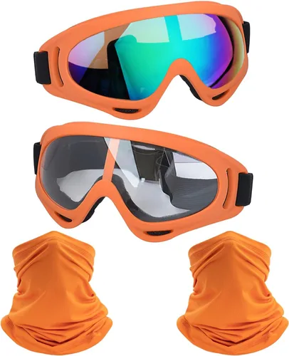 Miniatura 18 de LJDJ Gafas de motocicleta, paquete de 2 unidades, para motocross, ATV, motocross, senderismo, protección con 2 unidades de máscara bandana