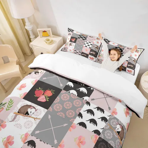 Miniatura 5 de Juego de ropa de cama de zarigüeya para niños, tamaño individual, regalo de zarigüeyas, juego de funda de edredón para niños, niñas, adolescentes