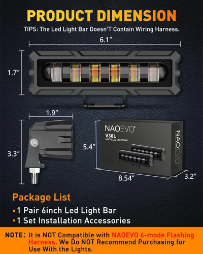 Miniatura 7 de NAOEVO Barra de luz LED de 6 pulgadas, 50 W 2300 lm focos de lente, luces LED antiniebla – Luces LED todoterreno para camiones/coches/barco/ATV/UTV