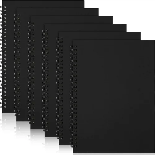 Epakh Paquete de 6 cuadernos en espiral B5 a rayas, 70 hojas, 140 páginas, cuaderno encuadernado con alambre de 10.5 x 7.3 pulgadas, tapa dura, bloc