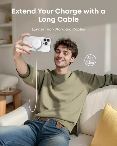 Miniatura 3 de Anker Zolo - Cargador inalámbrico magnético, certificado Qi2 de 15 W, almohadilla de carga inalámbrica compatible con MagSafe, para iPhone Blanco