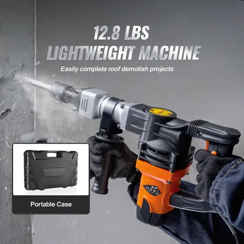 Miniatura 5 de Martillo eléctrico de demolición para hormigón, 1400 W, con 2 puntas de cincel, ideal para proyectos de construcción y renovación