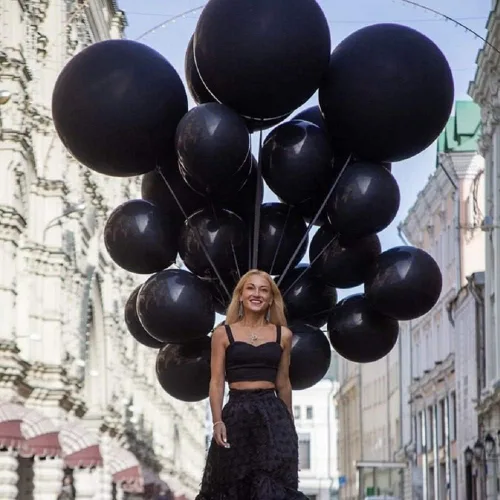 Miniatura 2 de Globos negros redondos de látex de 36 pulgadas (calidad prémium de helio), globos gigantes para sesiones de fotos, cumpleaños, bodas, festivales