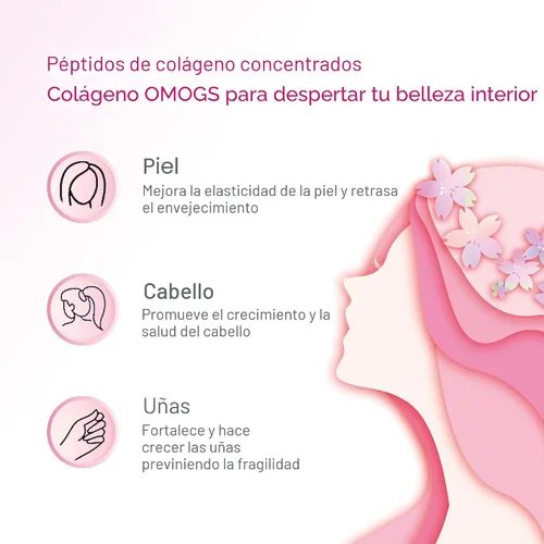 Miniatura 3 de OMOGS Péptidos de colágeno en polvo, con prebióticos y extracto de arándano, péptidos de colágeno hidrolizados que apoyan la salud del cabello