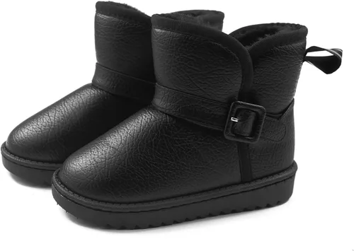 Apawwa Botas de nieve para niñas y niños, con forro de piel, cálidas, impermeables, botas de invierno elegantes para niños (talla 5.5 para niños
