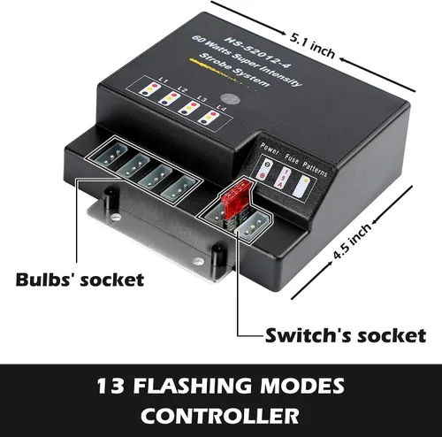 Miniatura 4 de Kit de luces estroboscópicas de emergencia escondidas, 4 bombillas HID, 13 patrones intermitentes, cable de 16 pies con controlador de faros