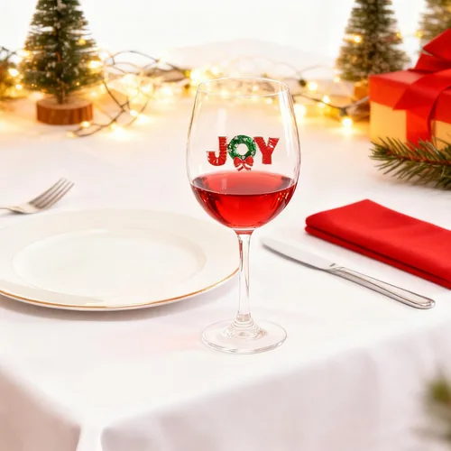Miniatura 2 de Vipush Juego de copas de vino de 2 a 19 onzas con cristal de alegría de Navidad, regalo de copa de vino, cristalería de invierno, copas