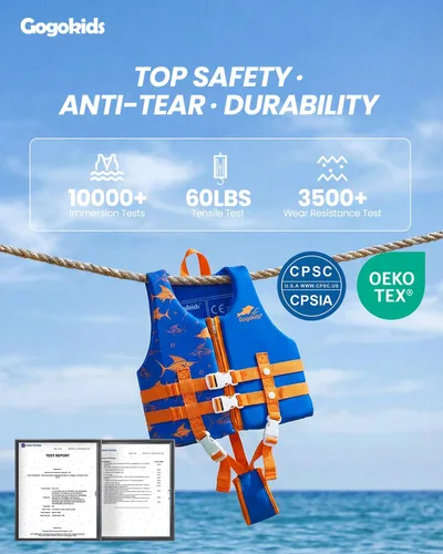 Miniatura 2 de Gogokids Chaleco de natación para niños, flotadores para bebés – Chaleco de flotabilidad para niños y niñas para piscina y playa, para niños de 2 a