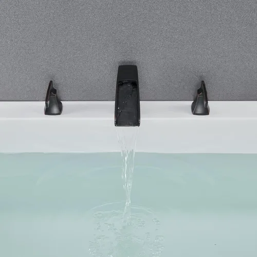 Miniatura 8 de Grifo de bañera romana de bronce frotado con aceite, grifos de baño de latón de 3 agujeros con 2 asas Oil Rubbed Bronze