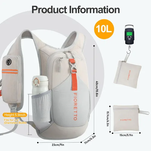 Miniatura 5 de FIORETTO Mochila de 15L para senderismo para mujeres y hombres, mochila mini plegable, mochila ligera pequeña para acampar, viajar, actividades al
