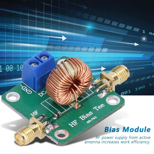 Miniatura 5 de Módulo de T Bias RF Eujgoov 0.2‑180MHz Frecuencia DC Alimentador Filtro con conector SMA-K para antena de radio