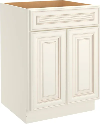 LOVMOR Armarios de base de cocina, armario de almacenamiento aparador, gabinete de entrada con 1 cajón y estante ajustable, 24 pulgadas de ancho x