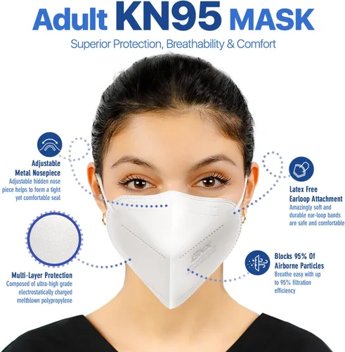 Miniatura 2 de AccuMed BNX KN95 Face Masks Made in USA (Adult Large, Adult Medium, Kids Small) (Earloop) (Model: E95/E95M/E95S)