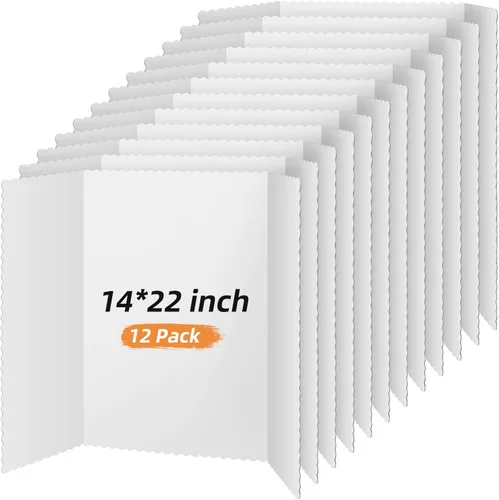 Miniatura 8 de Henoyso 4 piezas de 36 x 48 pulgadas de tablero de póster blanco de triple pliegue grande, tablero de presentación desplegable de papel duro blanco