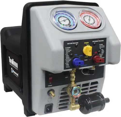 Miniatura 7 de Mastercool 69365 Sistema de recuperación de refrigerante Twin Turbo - Tanque DOT de 50 libras con interruptor de flotador, compresor de doble