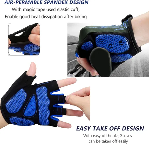 Miniatura 5 de MOREOK - Guantes para bicicleta de montaña (MTB) y ciclismo de descenso (DH), para hombres, de medio dedo, con almohadilla de gel que absorbe