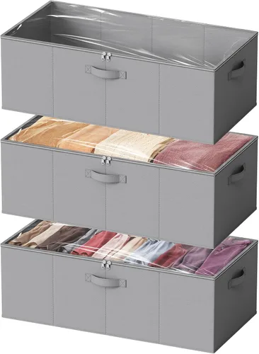 Miniatura 9 de SpaceAid Paquete de 3 contenedores de almacenamiento de 10 pulgadas de alto debajo de la cama, cubos organizadores de almacenamiento grandes debajo