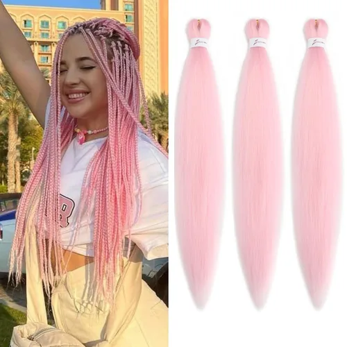 Miniatura 36 de Extensiones de cabello trenzado morado preestiradas, 20 pulgadas, 2 piezas de cabello sintético trenzado para niñas y mujeres, fiesta, disfraz