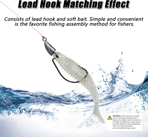 Miniatura 3 de MAFIMOEA - Cabezas de plantilla de bala con peso de Texas Rig Hooks Swimbait Hooks Bass Crappie Walleye Trucha Pesca sin malas hierbas Swimbait Jig
