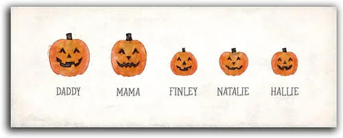 Miniatura 63 de Personal-Prints Familia Jack-O-Lantern – Regalo único personalizado de Halloween u otoño para Acción de Gracias o decoración y inauguración