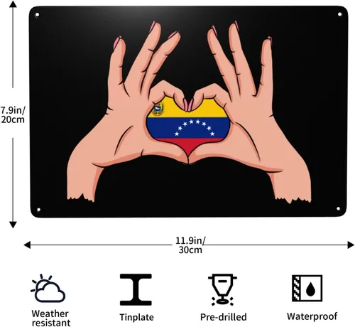 Miniatura 3 de Letreros de metal vintage con texto en inglés "Holding Love In Your Hands" de la bandera del estado de Venezuela, pintura de hierro para el hogar
