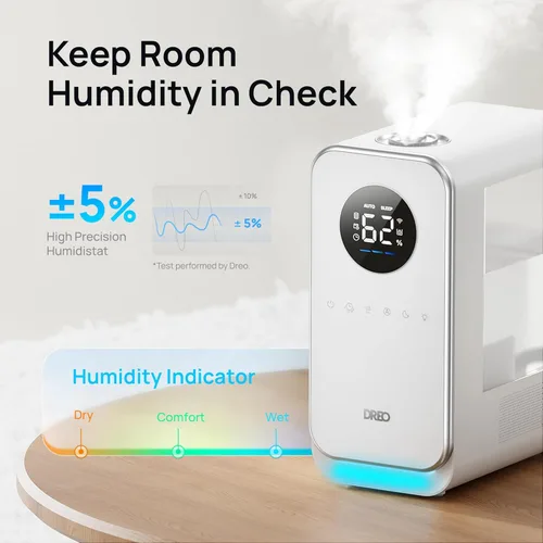 Miniatura 2 de Dreo Humidificadores para recámara, humidificador inteligente de niebla fría de relleno superior y silencioso para habitación grande, tiempo