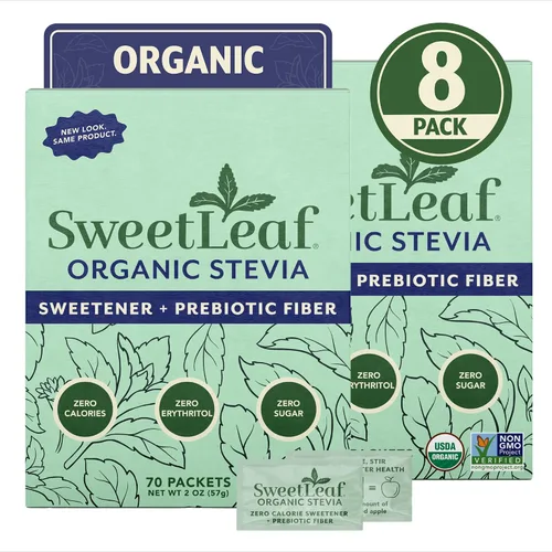 Miniatura 10 de SweetLeaf Paquetes de polvo de stevia orgánica, edulcorante cero calorías con extracto de hoja de stevia, sin aditivo edulcorante artificial, sin
