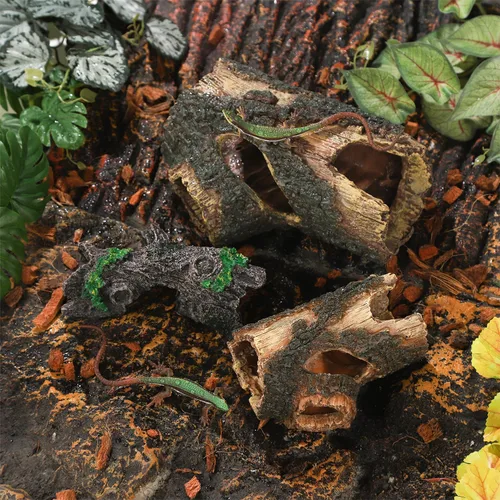 Miniatura 6 de IBWell Decoraciones de Madera para Acuario de Peces, Troncos Falsos de Resina Decoración de Terrario, Escondite de Reptiles Refugio de Acuario