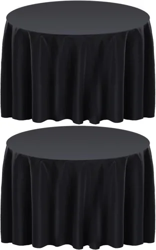 Miniatura 25 de Surmente Mantel cuadrado para mesas cuadradas o redondas, 100% poliéster, 52 x 52 pulgadas, mantel para bodas, banquetes o restaurantes (negro)