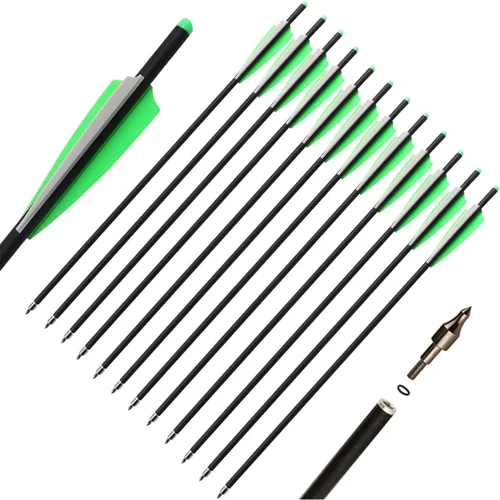 TOPARCHERY 12 piezas de ballesta flechas ballesta pernos de 16 pulgadas/20 pulgadas de caza de tiro con arco flechas de carbono con paletas de 4