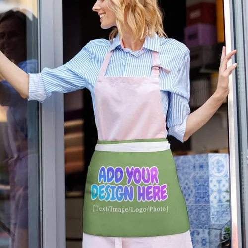 Miniatura 232 de AXKEUDO Delantal personalizado con bolsillos, delantales de cintura para camarera para cocinar en casa, restaurante, servir trabajo