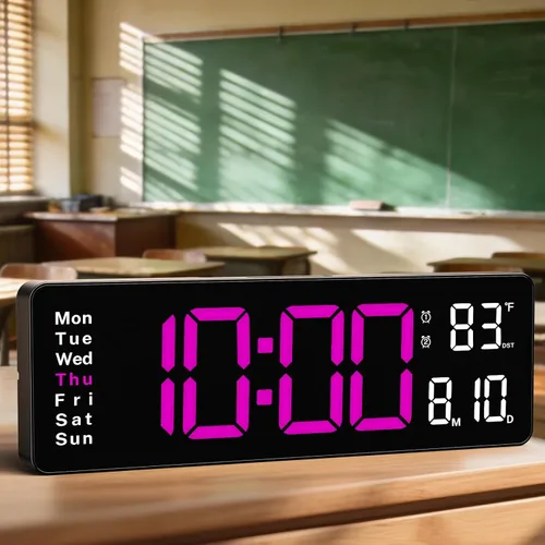 Miniatura 12 de Relojes Digitales de Pared, Pantalla Grande de 16 Pulgadas, Reloj Digital para Aula con Control Remoto, Fecha, Semana, Alarma, Temperatura, Luz
