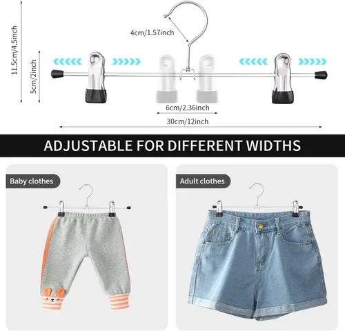 Miniatura 2 de Cimlord Paquete de 50 perchas para pantalones con clips, perchas para mujeres, perchas para pantalones cortos, perchas de metal resistente