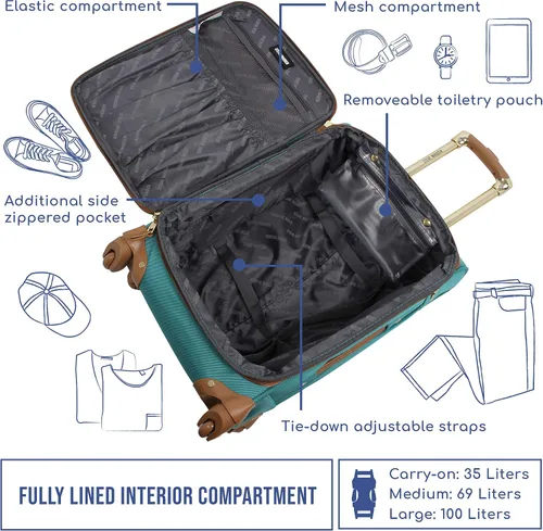 Miniatura 3 de Steve Madden Colección de equipaje de diseñador Maleta ligera y expandible para hombres y mujeres Bolsa de transporte duradera de 20 pulgadas