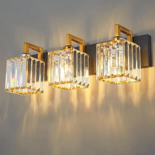 Miniatura 22 de Lámpara de tocador moderna de 2 luces de níquel cepillado, lámpara de tocador de cristal, luz de pared de baño, accesorios de iluminación de baño