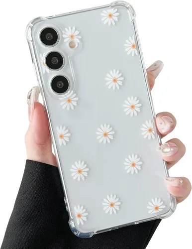 Miniatura 10 de ZTOFERA Funda transparente para Samsung Galaxy S24 con bonito patrón de flores para mujeres y niñas, funda protectora a prueba de golpes, delgada