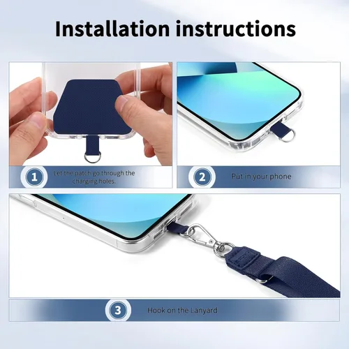 Miniatura 6 de CACOE Cordón para Teléfono 2 Piezas Correa de Cuello Ajustable Alargada, Cordones Multifuncionales con Parche para Teléfono Celular Compatibles