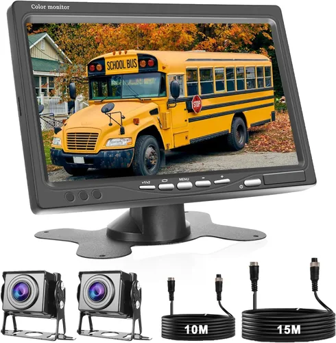 Sistema de cámara de respaldo HD 1080P RV Monitor de 7 pulgadas con 2 cámaras de visión lateral trasera, fácil instalación, IP69, impermeable,