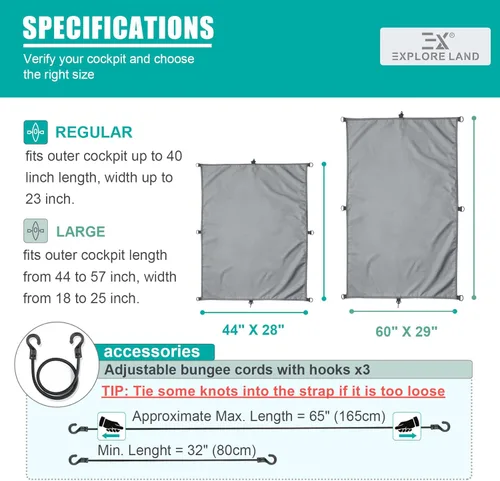 Miniatura 3 de Explore Land Cortina universal para kayak para cabina de hidromasaje, impermeable, para interiores y exteriores, paquete de 2 unidades, tamaño Gris