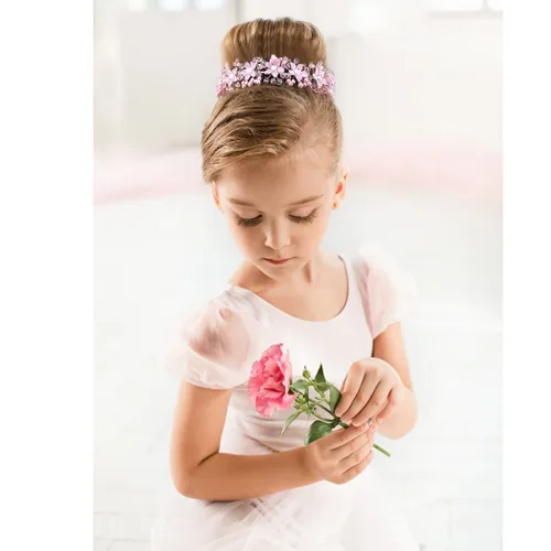 Miniatura 4 de CURASA Diadema de perlas rosas de cristal para niña, corona de princesa para cumpleaños, primera comunión