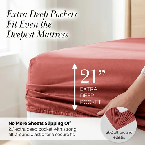 Miniatura 39 de Southshore Fine Living, Inc. Juego de 7 piezas de sábanas King divididas para cama ajustable, juego de sábanas King divididas con bolsillo de 21