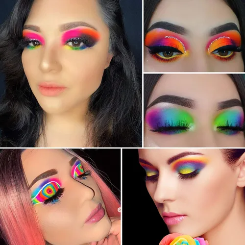 Miniatura 4 de Afflano Paleta de sombra de ojos arcoíris con purpurina prensada mate, paletas de sombra de ojos pigmentadas coloridas, rosa, rojo, naranja
