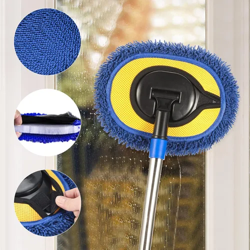 Miniatura 5 de Limpiador de Pared, Trapeador de Pared de Máximo 66'' con Mango Largo, Trapeador de Polvo para Techo con Poste de Extensión de Codo Ahorrador