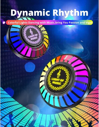 Miniatura 4 de Luz de ritmo de control de sonido magnético RGB para automóvil, lámpara de recogida activada por voz con fuerte atracción magnética, luz LED