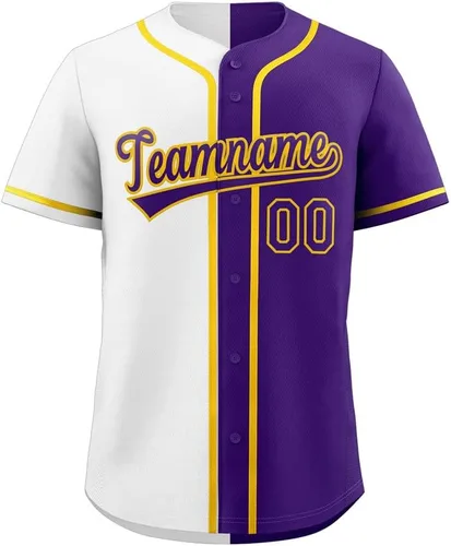 Miniatura 27 de Camiseta de béisbol dividida personalizada con botones y número de nombre cosido personalizado para hombres/mujeres/niños