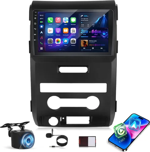 NHOPEEW 2+64G Android 15 Radio de Coche para Ford F150 2009-2012 - Pantalla táctil de 9 pulgadas Estereo - Inalámbrico Carplay y Android Auto, DSP,