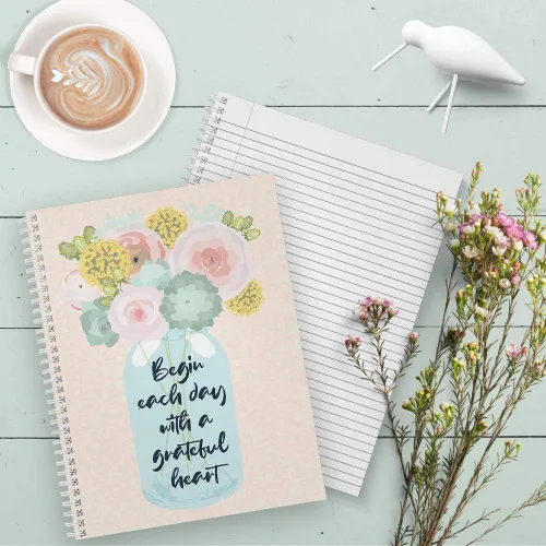 Miniatura 5 de Softcover Grateful Heart - Cuaderno motivacional en espiral de 8.5 x 11 pulgadas, 120 páginas a rayas universitarias, cubierta laminada brillante