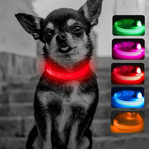 Miniatura 9 de Candofly Collar de perro con luz para cachorros, collar de perro LED recargable por USB para perros pequeños y gatos caminatas nocturnas (XS, rosa)